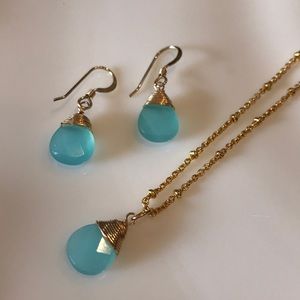 🌟Gold & Aqua Necklace & Earring Set!